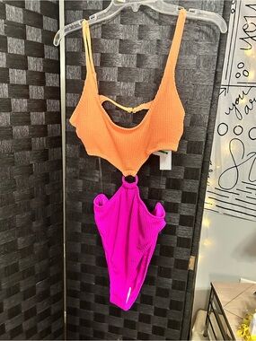 Salt and Cove, Orange and Magenta One-Piece Swimsuit